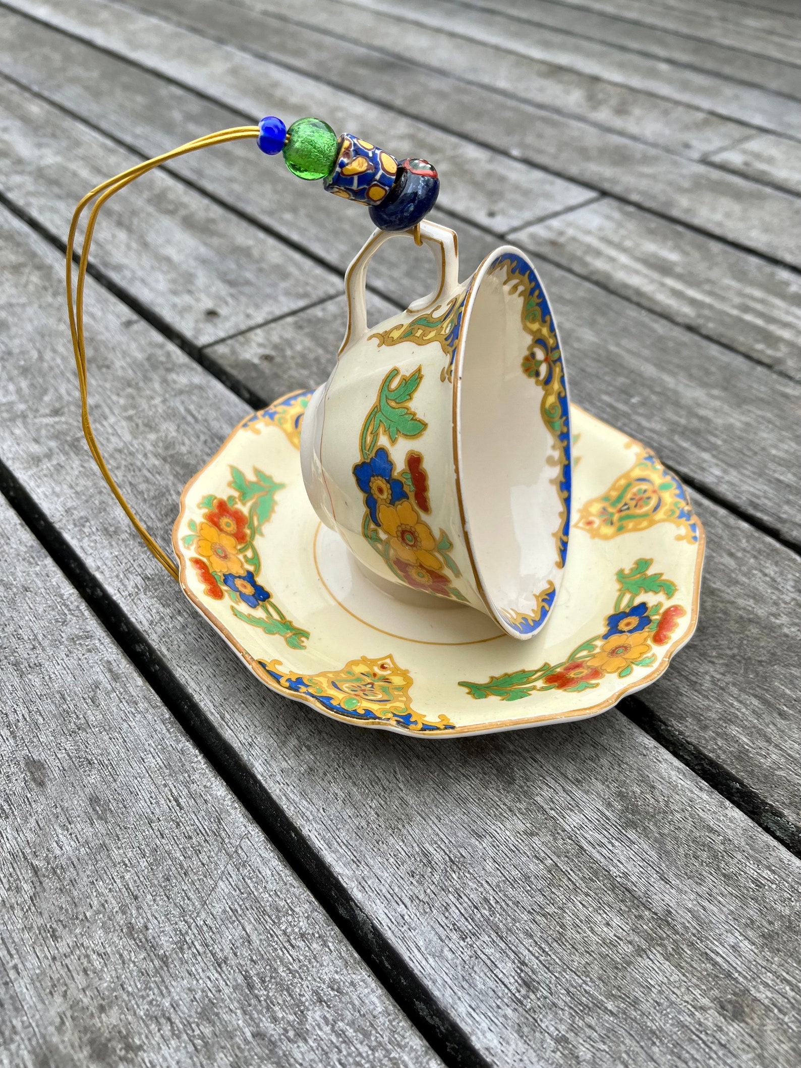 Vintage Tea Cup Bird Feeder Outdoor Bird Feeder Upcycled Etsy