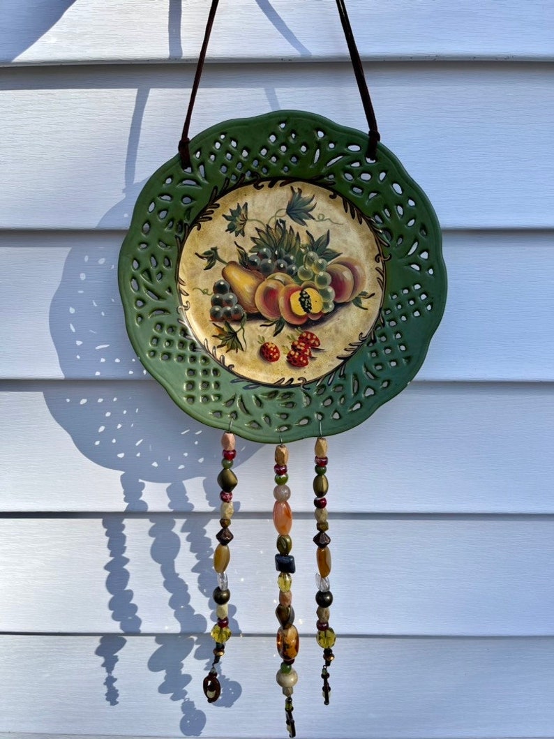 Upcycled Plate Wall Hanging Decorative Fruit Plate Hanging Etsy