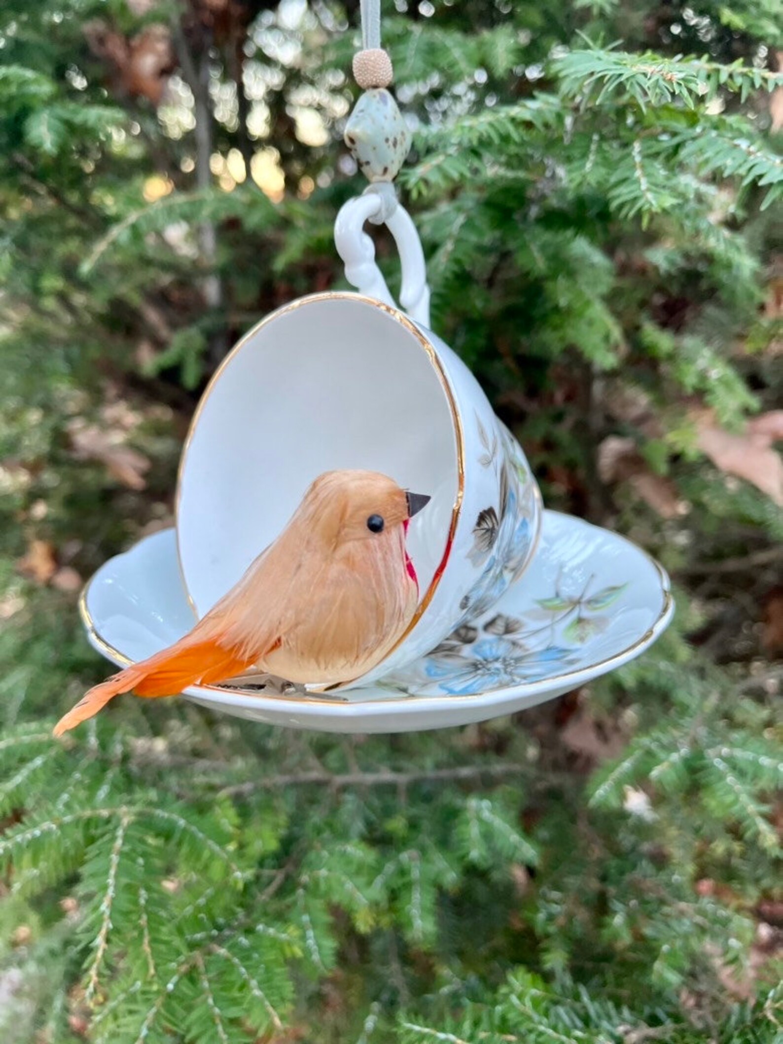 Vintage Tea Cup Bird Feeder Outdoor Bird Feeder Upcycled Etsy