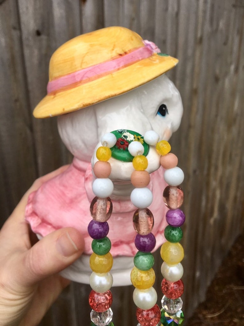 Bunny Tea Pot Decoration Hanging Kitchen Art White Rabbit Etsy