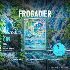 Frogadier 089/086 Extended Art Binder Page | Chaos Rising Illustration Rare | 9 Pocket Printable Insert | Standard & Vault X | A4 + Letter