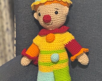Crochet Clown Doll • Handmade Amigurumi Plush, Circus Nursery Decor