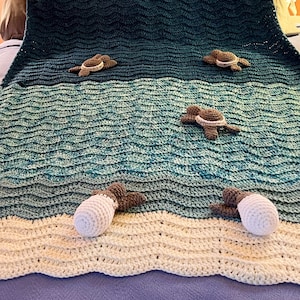 Sea Turtle Blanket - Crocheted Multiple Sizes Available, Sea turtle baby blanket, sea turtle child&#39;s blanket, sea turtle twin size blanket