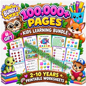 100,000+ Page Kids Learning Bundle | Preschool Homeschool Activities (Digital Download)