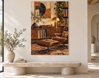 Póster de arte para sala de escucha de mediados de siglo, decoración de pared para tocadiscos de vinilo