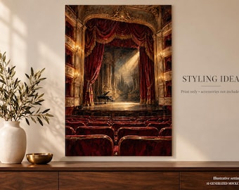 Vintage-Opernhaus-Kunstposter, Wandbild für leeres Theater, Dark-Academia-Dekoration