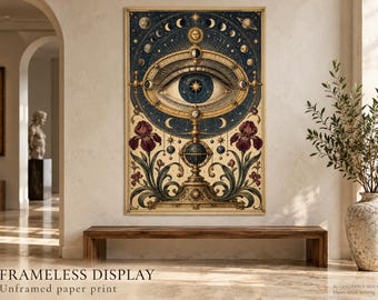 Celestial Eye Fine Art Poster, Moon Phase Astrology Wall Art, Dark Academia Decor