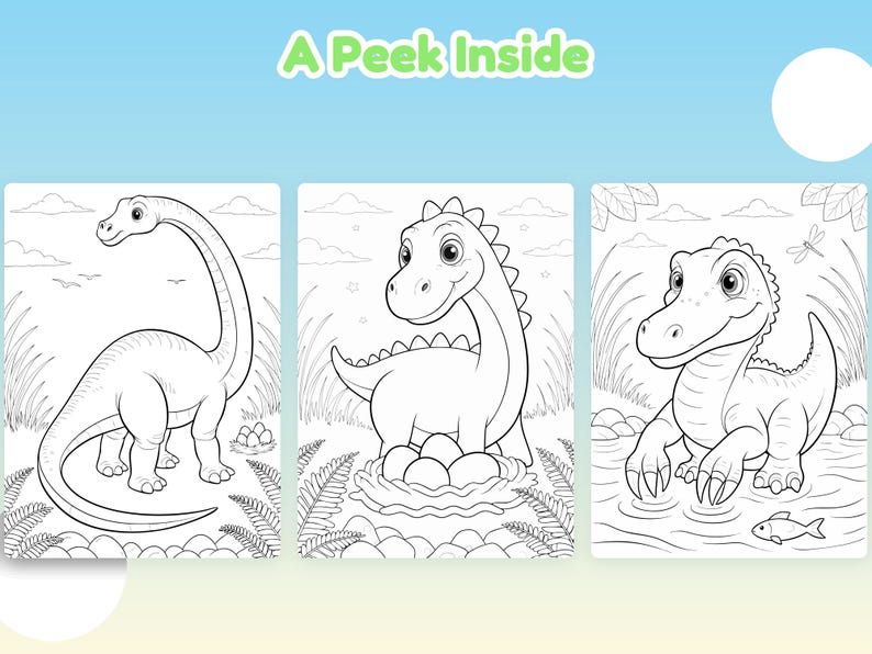 Dinosaur Coloring Pages for Kids, 30 Printable Dino Coloring Sheets ...