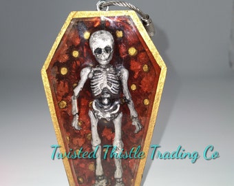 4 inch Resin Skeleton Coffin Keyring/Ornament/Backpack Charm