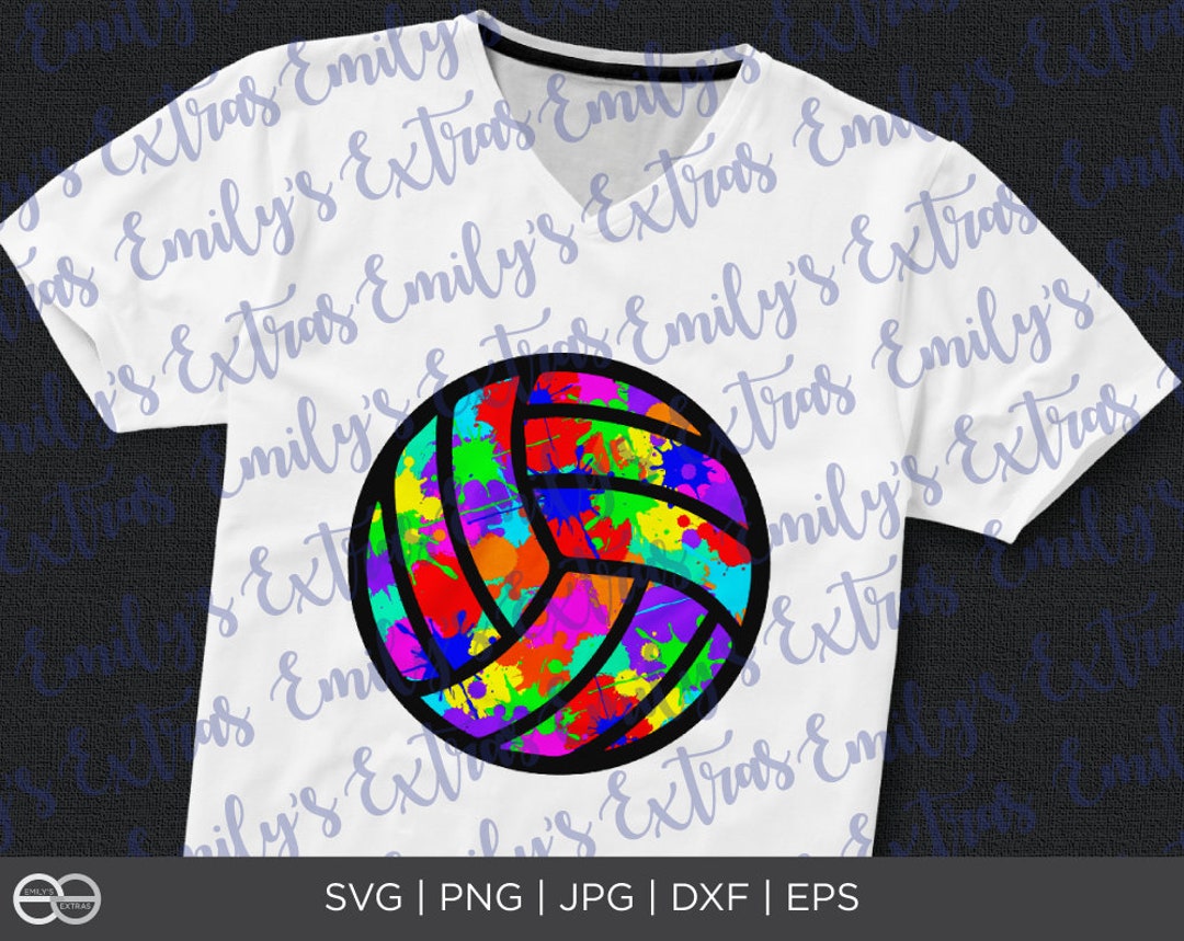 Rainbow Paint Splatter Volleyball File Volleyball SVG Etsy