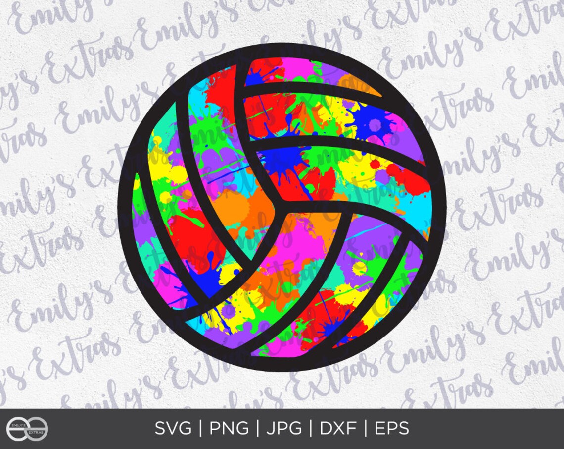 Rainbow Paint Splatter Volleyball File Volleyball SVG Etsy