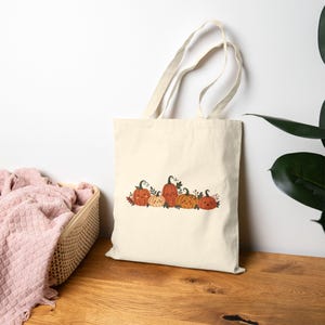 Sac fourre-tout « Champ de citrouilles » | Sac fourre-tout en toile pour automne et Halloween