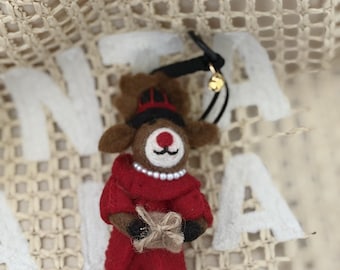 Handmade Felted Animal Doll Key Chain, Cartoon Figurine, Wool Felt Art, Whimsical Miniature
