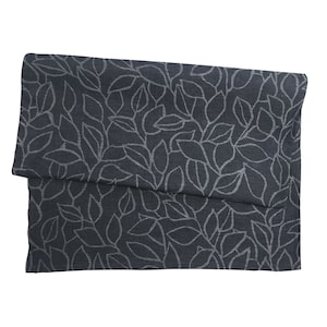 Linen table runner, black table runner, vintage table runner, natural table runner, linen centerpiece, table centerpiece, leaves pattern