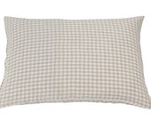 KING, QUEEN or SQUARE Linen Pillowcase. Envelope closure, stonewashed certified fabric. Natural, Gingham style checks