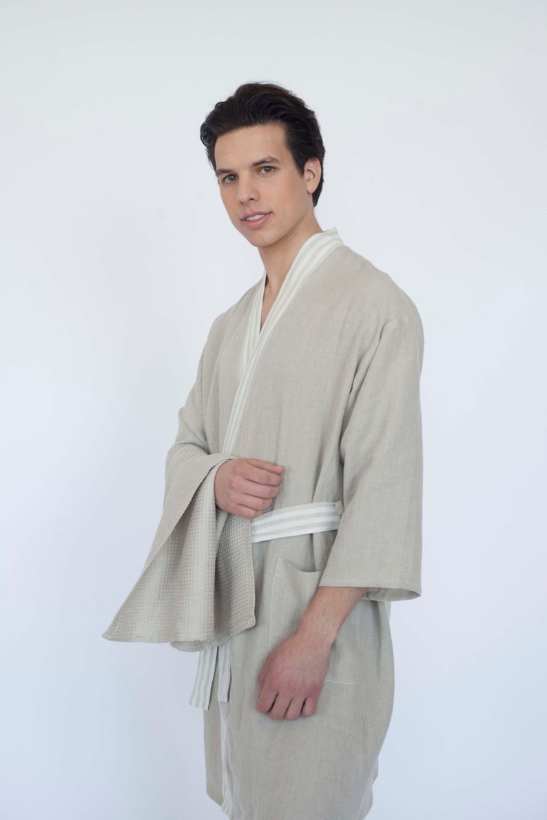 LINEN BATHROBE linen kimono soft kimono robe unisex robe Etsy