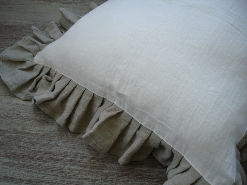 Ruffled Pillowcase linen ruffle pillowcase rustic pillow | Etsy