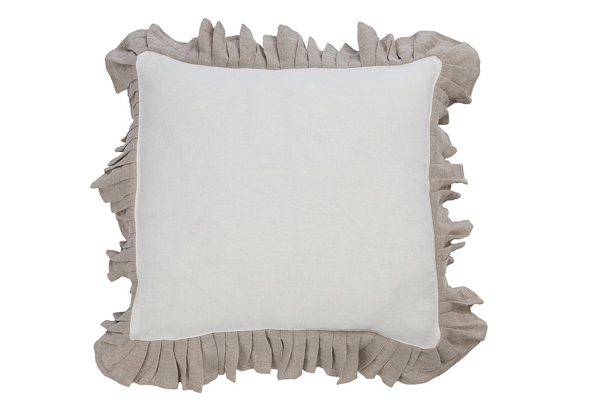 Ruffled Pillowcase linen ruffle pillowcase rustic pillow Etsy