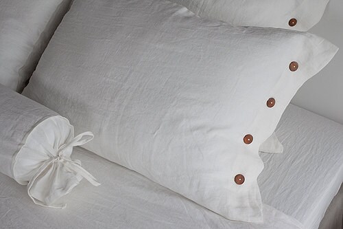 Königin weiße Bettwäsche Königin Leinen Bettwäsche weiße | Etsy