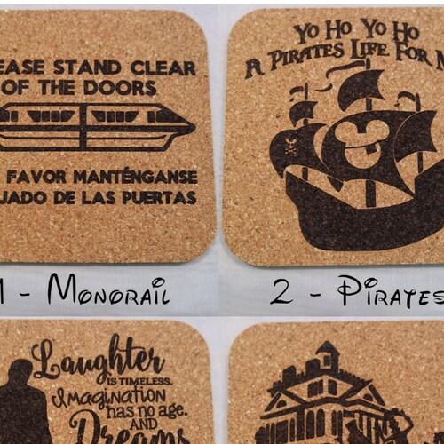 Disney themed cork coasters. Build your own set.