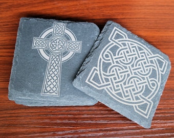 Laser Engraved Celtic Slate Coasters | Tree of Life Design