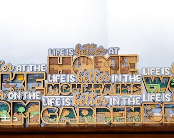 Handcrafted Multilayer "Life is Better" Wood Sign, Home Decor