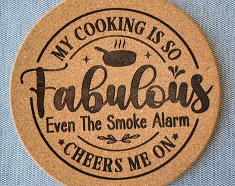 Laser Engraved Cork Hot Pad | Kitchen Trivet, Bridal Shower Gift