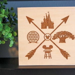 Disney Arrows - laser engraved wood shelf sign available in 2 sizes