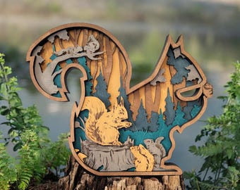 Handcrafted 7-Layer Plywood Squirrel Wall Art – Woodland Decor