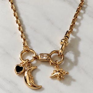 Halskette mit Anhängerhalter aus 14-karätigem Gold, zum Kombinieren mit anderen Ketten, Alltagsschmuck, Halskettenstapel