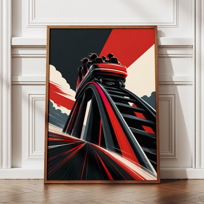 The Crest of the Ride - Retro Roller Coaster Poster - Etsy