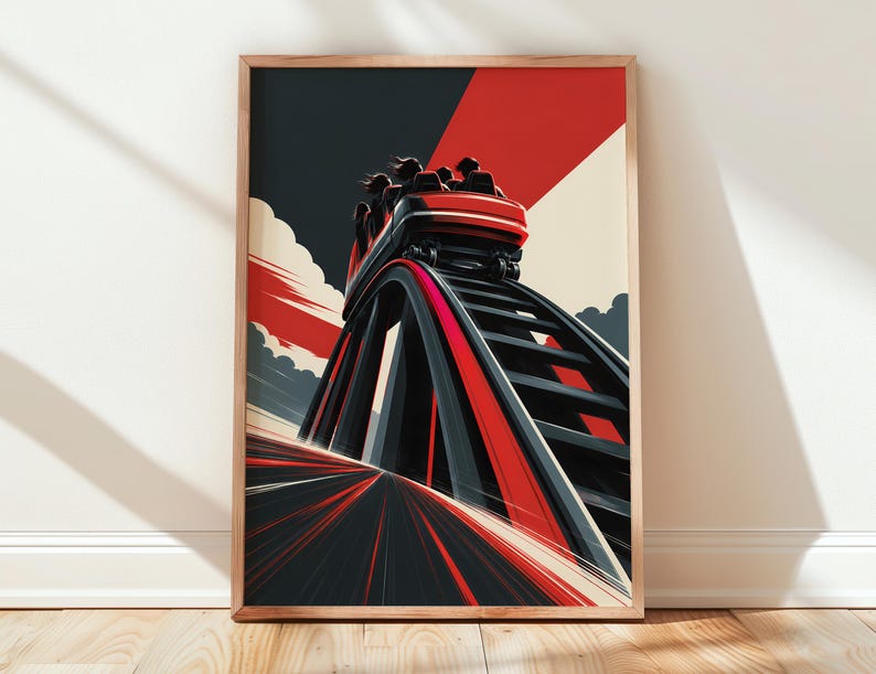 The Crest of the Ride - Retro Roller Coaster Poster - Etsy