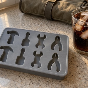 Tool Ice Cube Tray, Silicone Hammer Screwdriver Spanner Pliers Mould, Grey Tool Ice Moulds, Dad Gift, DIY