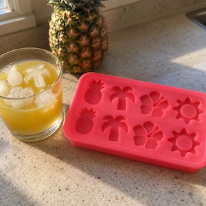 Tiki Ice Cube Tray, Silicone Pineapple Palm Tree Hibiscus Sun Mould, Coral Tropical Ice Moulds, Party Gift