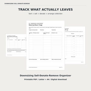 Declutter Before Moving Planner, Sell and Donate Tracker, Downsizing Organizer, Letter and A4 PDFs