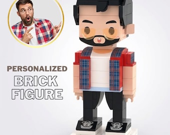 Figura personalizada de ladrillos, retrato de minifigura personalizada, regalo de bloques de construcción, figuras personalizadas de Brick Me, regalo de Navidad