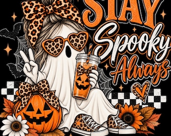 Stay Spooky Halloween PNG, Pumpkin and Skeleton Hand Shirt Graphic, Digital Download