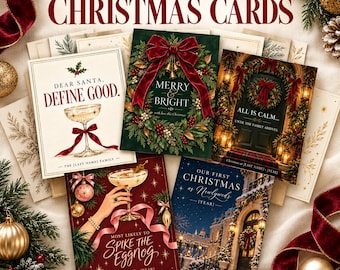 Editable Christmas Card Bundle, 10 Canva Templates, Elegant & Funny Holiday Greetings (Digital Download)