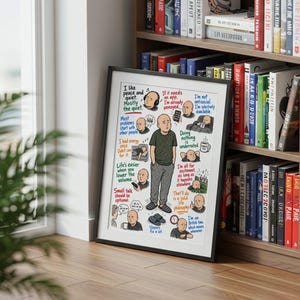Grappige poster met een citaat voor introverten, Britse humoristische cartoonprint, cadeau voor de chagrijnige man