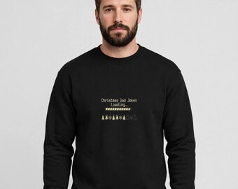 Christmas Dad Jokes Loading Sweatshirt, Funny Nerdy Dad Christmas Crewneck, Retro Terminal Christmas Gift for Dad, Geeky Holiday Shirt