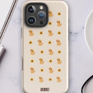Cockapoo hund iPhone-skal, beige present till husdjursälskare, personlig tecknad design