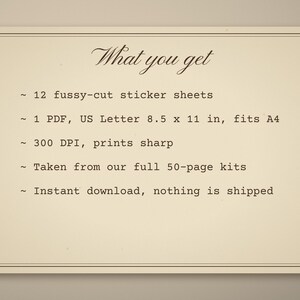 vintage fussy cuts printable - photo 6 of the listing: Vintage Fussy Cuts Printable, 12 Sheets Antique Ephemera Stickers, Junk Journal PDF