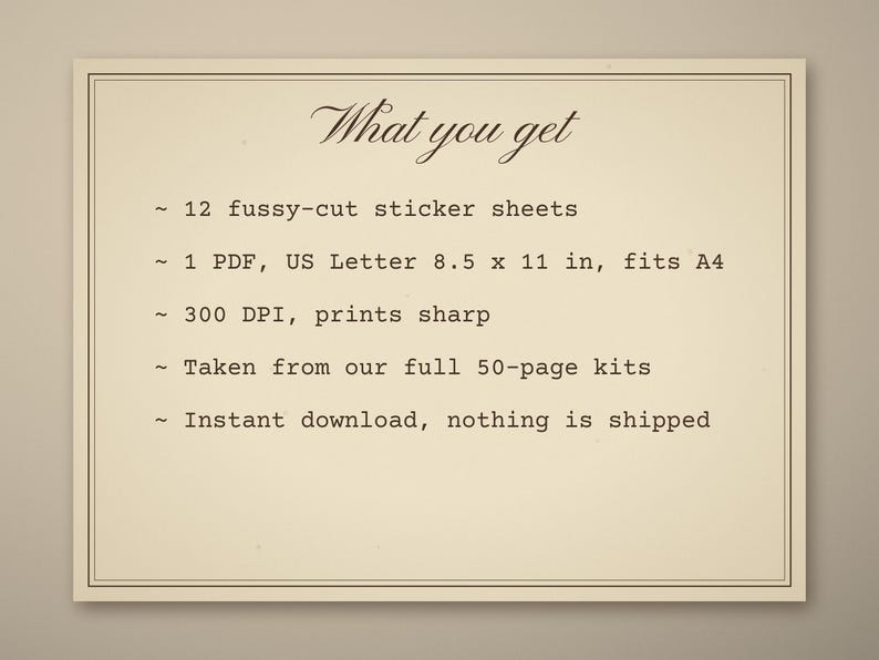 vintage fussy cuts printable - photo 6 of the listing: Vintage Fussy Cuts Printable, 12 Sheets Antique Ephemera Stickers, Junk Journal PDF