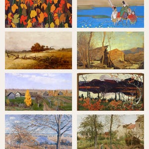 fall frame tv art - photo 2 of the listing: Fall Frame TV Art Set of 10, Vintage Autumn Landscape Paintings, 4K Screensaver