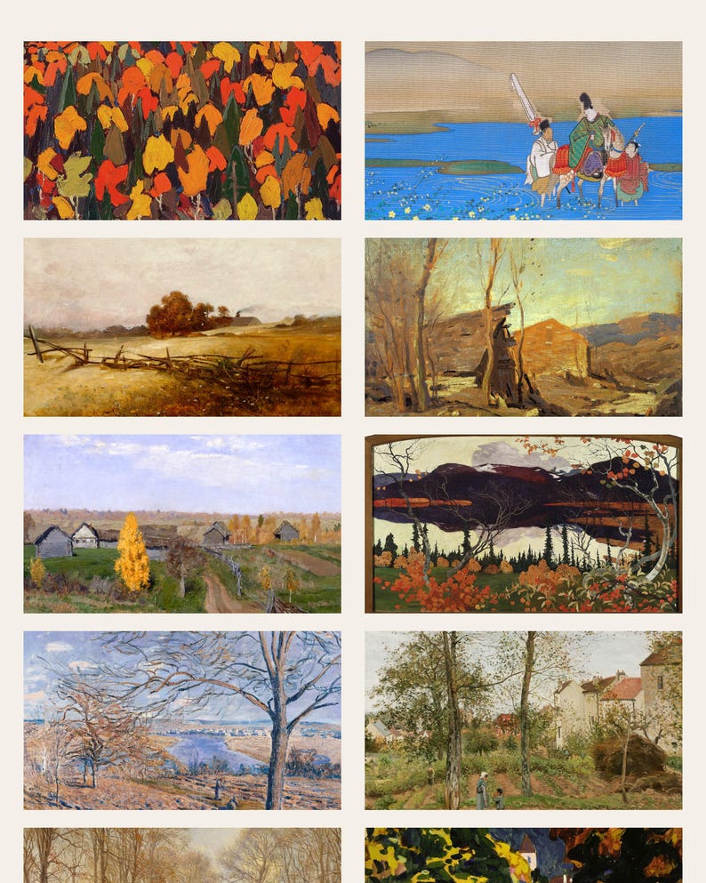 fall frame tv art - photo 2 of the listing: Fall Frame TV Art Set of 10, Vintage Autumn Landscape Paintings, 4K Screensaver