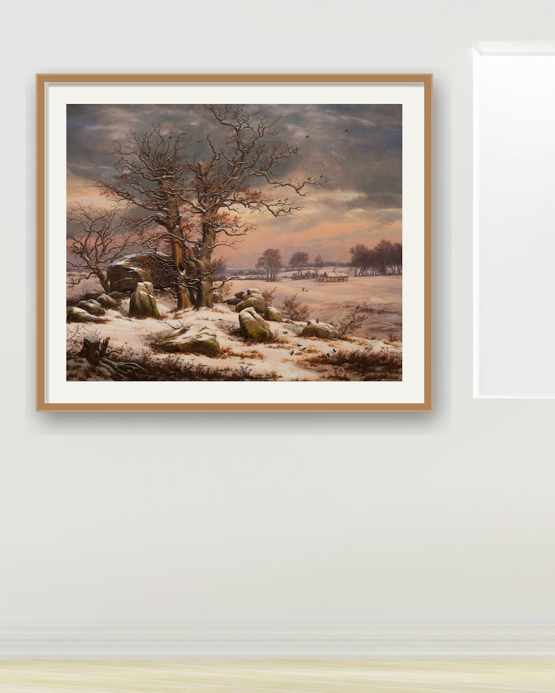 Vintage Winter Landscape Print Set of 3, Snowy Oil Paintings, Rustic ...