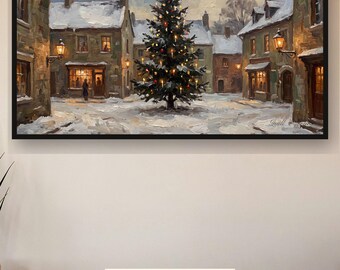 Christmas Frame TV Art Bundle 4K, 64 Vintage Winter Painting Screensavers
