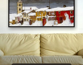 Juego de 10 marcos de fotos navideños para TV, pinturas vintage de paisajes invernales, protector de pantalla 4K