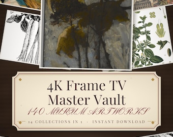 All Season 4K Frame TV Art Mega Bundle, 140 Museum Oil Paintings, Vintage Smart TV Art Set, Dark Academia Botanical Landscape Screensaver 4K