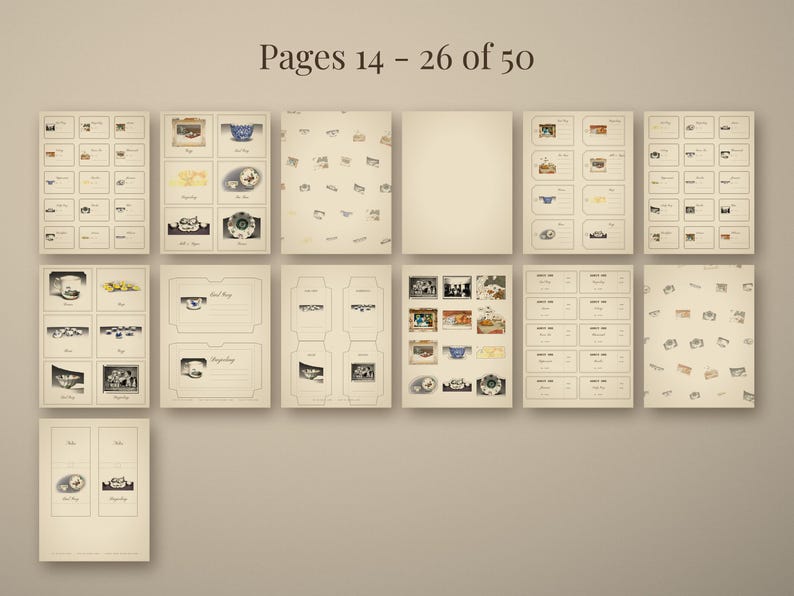 Vintage Tea Party Digital Junk Journal Kit, Printable Pages, Ephemera ...